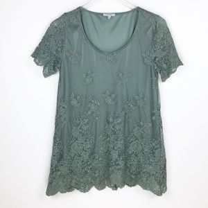 Jodifl Green Lace Top